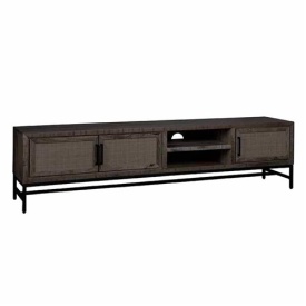 COMODA TV CARINI - LEMN / METAL - NEGRU - 200(L) X 50(H) X 40(L) CM