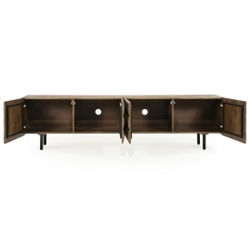 COMODA TV FELIX - LEMN DE MANGO SI FIER - MARO - 214(L) x 41.5(l) x 54(h) cm - Img 7