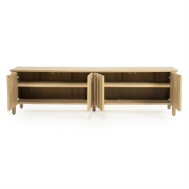COMODA TV JAKE 4 DR - LEMN SI FURNIR DE STEJAR - NATURAL - 183(L) x 47(l) x 50(h) cm - Img 7