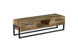 COMODA TV PINETO - LEMN DE TEC / METAL - NEGRU / MARO NATURAL - 156(L) X 45(H) X 45(L) CM