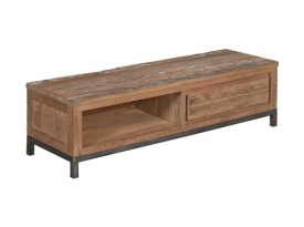 COMODA TV URBANIA - LEMN DE TEC / METAL - NEGRU / MARO NATURAL - 140(L) X 37(H) X 45(L) CM