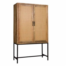 DULAP CARINI - LEMN / METAL - NEGRU / MARO NATURAL - 110(L) x 190(h) x 45(l)