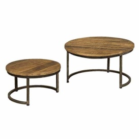 MASA DE CAFEA RENEW (SET DE 2) - LEMN / METAL - NEGRU / MARO NATURAL - 72(L) X 40(H) X 72(L) CM