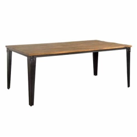 MASA DE DINING BASTO - LEMN DE MANGO / METAL - NEGRU / MARO NATURAL - 200(L) X 78(H) X 100(L) CM - Img 1