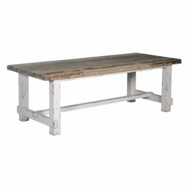 MASA DE DINING DAAN - LEMN DE PIN RECUPERAT - ALB / MARO NATURAL - 180(L) X 78(H) X 100(L) CM - Img 1