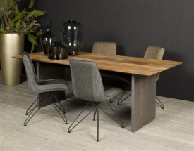 MASA DE DINING ORA - LEMN DE TEC RECICLAT / METAL - MULTICOLOR - 220(L) X 76(H) X 100(L) CM - Img 2