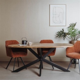 MASA DE DINING SILVI - LEMN DE MANGO / METAL - NEGRU / MARO NATURAL - 180(L) X 78(H) X 100(L) CM - Img 3