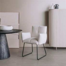 SCAUN DANTE - METAL / MATERIAL - NEGRU / ALB - 67(L) X 88(H) X 70(L) - Img 2