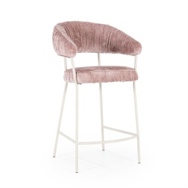 SCAUN DE BAR LIZZY FEMME - TESATURA SI METAL - ROZ - 55(L) x 53(l) x 96(h) cm - Img 11