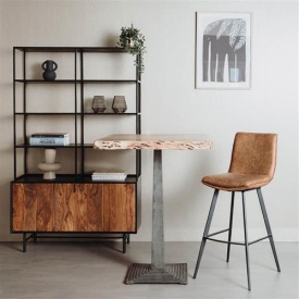 SCAUN DE BAR PAMPLONA - METAL / MATERIAL / PLASTIC - NEGRU / CONIAC - 53(L) X 105(H) X 43(L) - Img 2