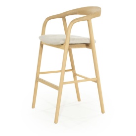 SCAUN DE BAR RAYVEN - LEMN DE FRASIN SI TESATURA - NATURAL - 55(L) x 62.5(l) x 104(h) cm - Img 2