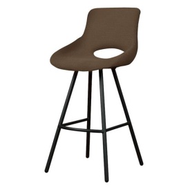 SCAUN DE BAR STOFA TEDDY - METAL / MATERIAL / PLASTIC - NEGRU / MARO INCHIS - 59(L) X 97(H) X 53(L)