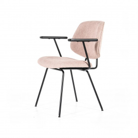 SCAUN LYNN CU COTIERA - TESATURA ROZ - 62X57,5X82 CM - DIN TESATURA SI METAL - (L) x (h) x (l) - Img 2
