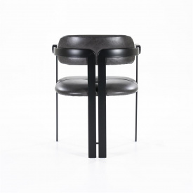 SCAUN MORRIS - PIELE /METAL - NEGRU - 60(L) x 78(h) x 57(l) - Img 6