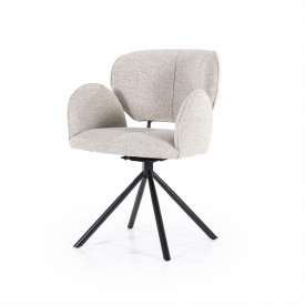 SCAUN PIVOTANT ROSALIN LUNA - METAL / LEMN / TESATURA 100% POLIESTER - ALB MURDAR - 60.5(L) x 83.5(h) x 61(l) - Img 1