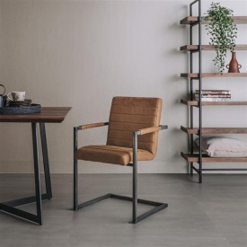 SCAUN ROCCA BULL - METAL / MATERIAL - NEGRU / CONIAC - 56(L) X 86(H) X 62(L) - Img 2