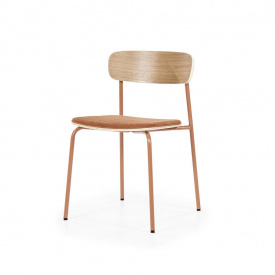 SCAUN SCHOOL - TESATURA / METAL / PLACAJ SI FURNIR DIN LEMN DE FRASIN [FSC] - TERACOTA - 47(L) x 77(h) x 49.5(l)