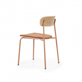 SCAUN SCHOOL - TESATURA / METAL / PLACAJ SI FURNIR DIN LEMN DE FRASIN [FSC] - TERACOTA - 47(L) x 77(h) x 49.5(l) - Img 4