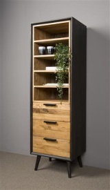 BIBLIOTECA BRESSO - LEMN DE STEJAR [FSC] - NATURAL / NEGRU - 55(L) x 174(h) x 45(l) - Img 2