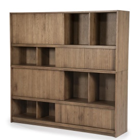BIBLIOTECA MILO - LEMN SI FURNIR DE STEJAR - MARO - 180(L) x 42(l) x 173(h) cm