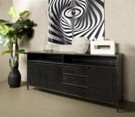 COMODA PATERNO - LEMN DE MANGO [FSC] / METAL - NEGRU - 200(L) x 85(h) x 40(l) - Img 2