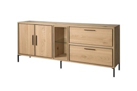 COMODA RAVENNA - LEMN DE STEJAR [FSC] / METAL - NATURAL / NEGRU - 200(L) x 90(h) x 44(l)