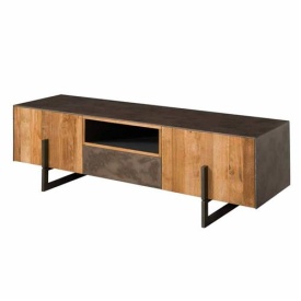 COMODA TV NOVARA - LEMN / METAL - NEGRU / MARO NATURAL - 167(L) X 53(H) X 45(L) CM