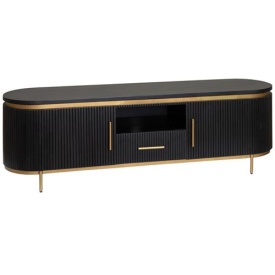 COMODA TV RIVELLO - LEMN DE MANGO / METAL / MARMURA - NEGRU / AURIU - 180(L) X 55(H) X 45(L) CM - Img 1
