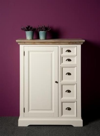 DULAP FLEUR - LEMN DE PIN RECICLAT / METAL - ALB / NEGRU - 100(L) x 128(h) x 40(l) - Img 2