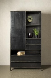 DULAP PATERNO - LEMN DE MANGO [FSC] / METAL - NEGRU - 100(L) x 190(h) x 40(l) - Img 2