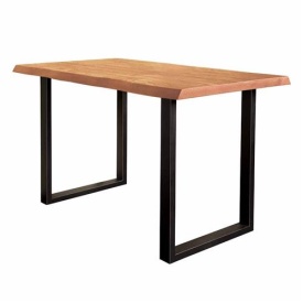 MASA DE BAR ULTIMO - LEMN DE SALCAM / METAL - NEGRU / NATURAL - 140(L) X 95(H) X 90(L) CM