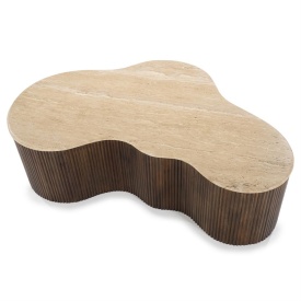 MASA DE CAFEA MARI - LEMN DE MANGO SI TRAVERTIN - MARO - 129(L) x 84(l) x 36(h) cm - Img 6