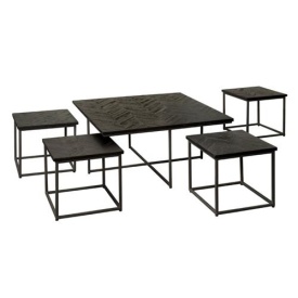MASA DE CAFEA VIA (SET DE 5) - LEMN / METAL - NEGRU - 90(L) X 45(H) X 90(L) CM