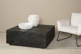 MASA DE CAFEA ZIANO - FURNIR DE STEJAR - NEGRU - 80(L) X 40(H) X 80(L) CM - Img 2