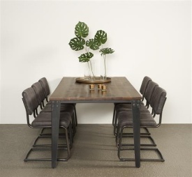 MASA DE DINING BASTO - LEMN DE MANGO / METAL - NEGRU / MARO NATURAL - 200(L) X 78(H) X 100(L) CM - Img 2