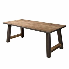 MASA DE DINING NANO - LEMN AMESTEC / METAL - NEGRU / MARO NATURAL - 220(L) X 77(H) X 100(L) CM
