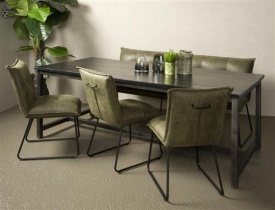 MASA DE DINING PATERNO - LEMN DE MANGO / METAL - NEGRU / MARO NATURAL - 220(L) X 78(H) X 100(L) CM - Img 2