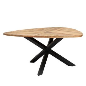 MASA DE DINING TRIVERO - LEMN DE MANGO / METAL - NEGRU / MARO NATURAL - 150(L) X 78(H) X 150(L) CM