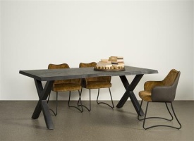 MASA DE DINING XARA - LEMN DE SALCAM / METAL - NEGRU - 220(L) X 78(H) X 100(L) CM - Img 2