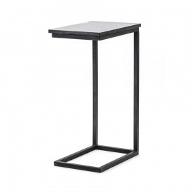 MASA LATERALA CLIF - MARMURA / METAL - NEGRU - 40(L) x 65(h) x 27(l) - Img 1