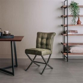 SCAUN BEARCELONA CHEROKEE - METAL / MATERIAL - NEGRU / VERDE - 65(L) X 87(H) X 46(L) - Img 2