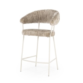 SCAUN DE BAR LIZZY FEMME - TESATURA SI METAL - TAUPE - 55(L) x 53(l) x 96(h) cm - Img 1