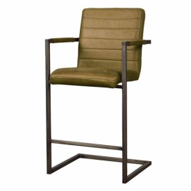 SCAUN DE BAR ROCCA - METAL / MATERIAL - NEGRU / VERDE - 60(L) X 104(H) X 56(L)