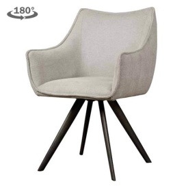 SCAUN PIVOTANT RIVIERA BREGO - METAL / MATERIAL - NEGRU / GRI DESCHIS - 62(L) X 88(H) X 60(L) - Img 1