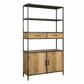 BIBLIOTECA LUNA - FURNIR / LEMN DE STEJAR [FSC] - NATURAL / NEGRU - 115(L) x 200(h) x 40(l)