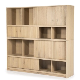 BIBLIOTECA MILO - LEMN SI FURNIR DE STEJAR - NATURAL - 180(L) x 42(l) x 173(h) cm - Img 3