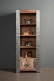 BIBLIOTECA NOVARA - LEMN DE TEC RECICLAT - NATURAL / GRI METALIC - 70(L) x 190(h) x 35(l) - Img 2