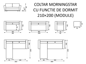 COLTAR MORNINGSTAR CU FUNCTIE DE DORMIT 210×200 - (CS I ) - 250(L) x 80(h) x 200(l) - Img 5