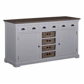 COMODA NAPOLI - LEMN DE TEC RECICLAT / METAL - ALB / MARO - 161(L) x 90(h) x 53(l) - Img 1