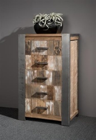 COMODA NOVARA - LEMN DE TEC RECICLAT / METAL - NATURAL / GRI METALIC - 70(L) x 120(h) x 45(l) - Img 2
